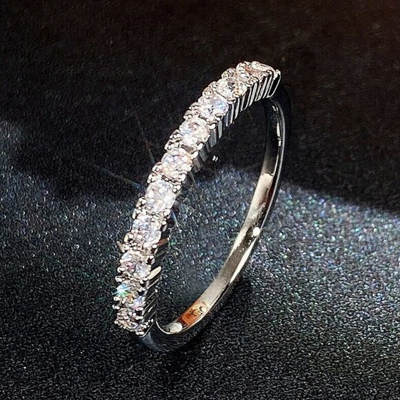 🎁925 Silver Plated Round Rectangle Diamond CZ Rings For Women, HA4582-6 - Picture 1 of 4
